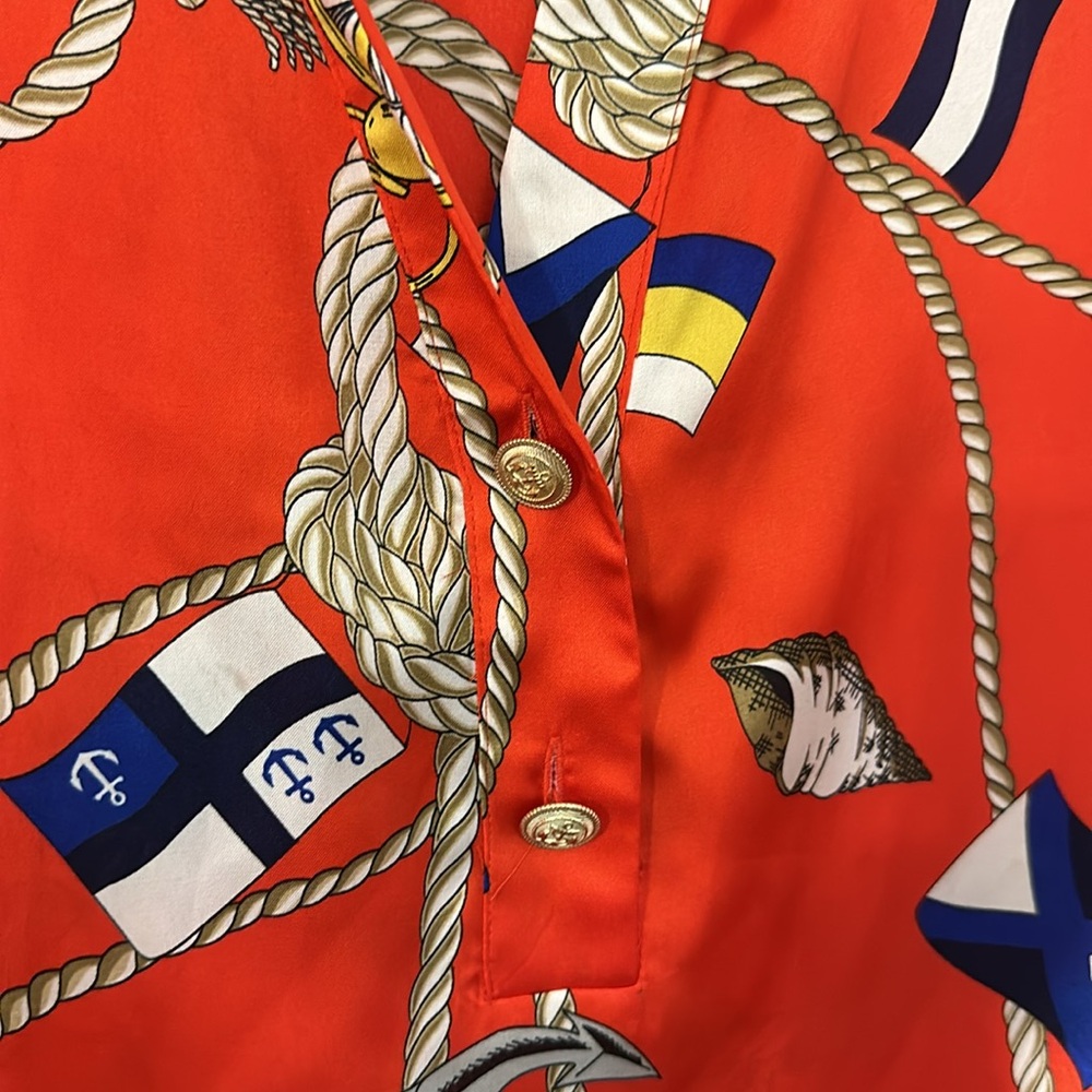 Zara Red nautical satin collared blouse top. Size XL. See photos for condition. - Picture 4 of 8